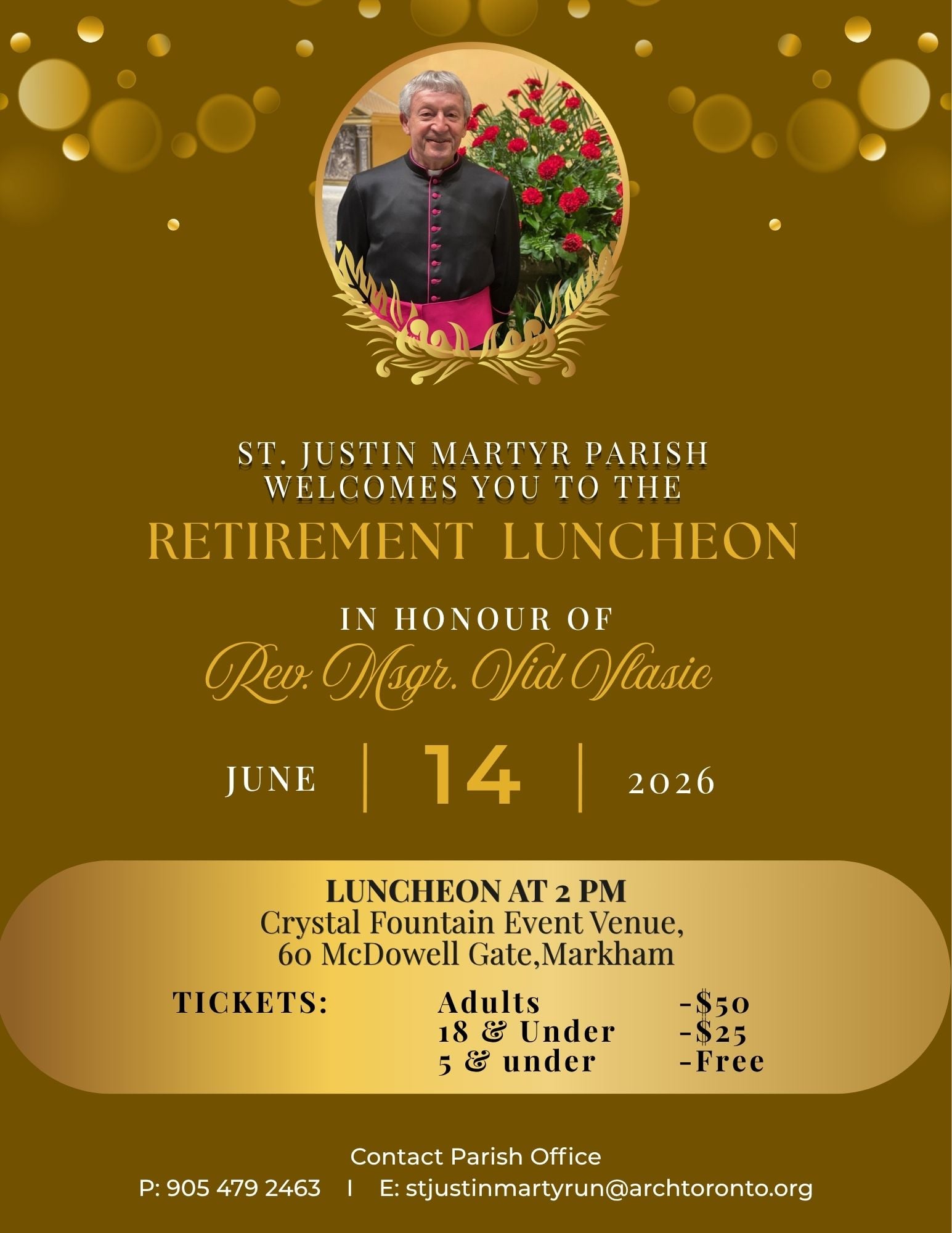 Msgr. Vid's Retirement Flyer