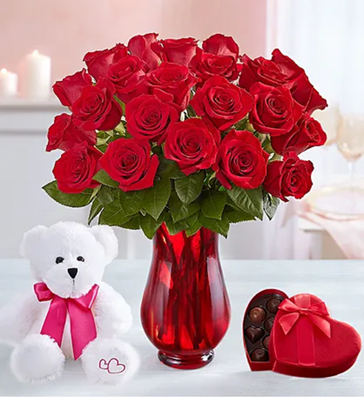 Roses, bear and hearts