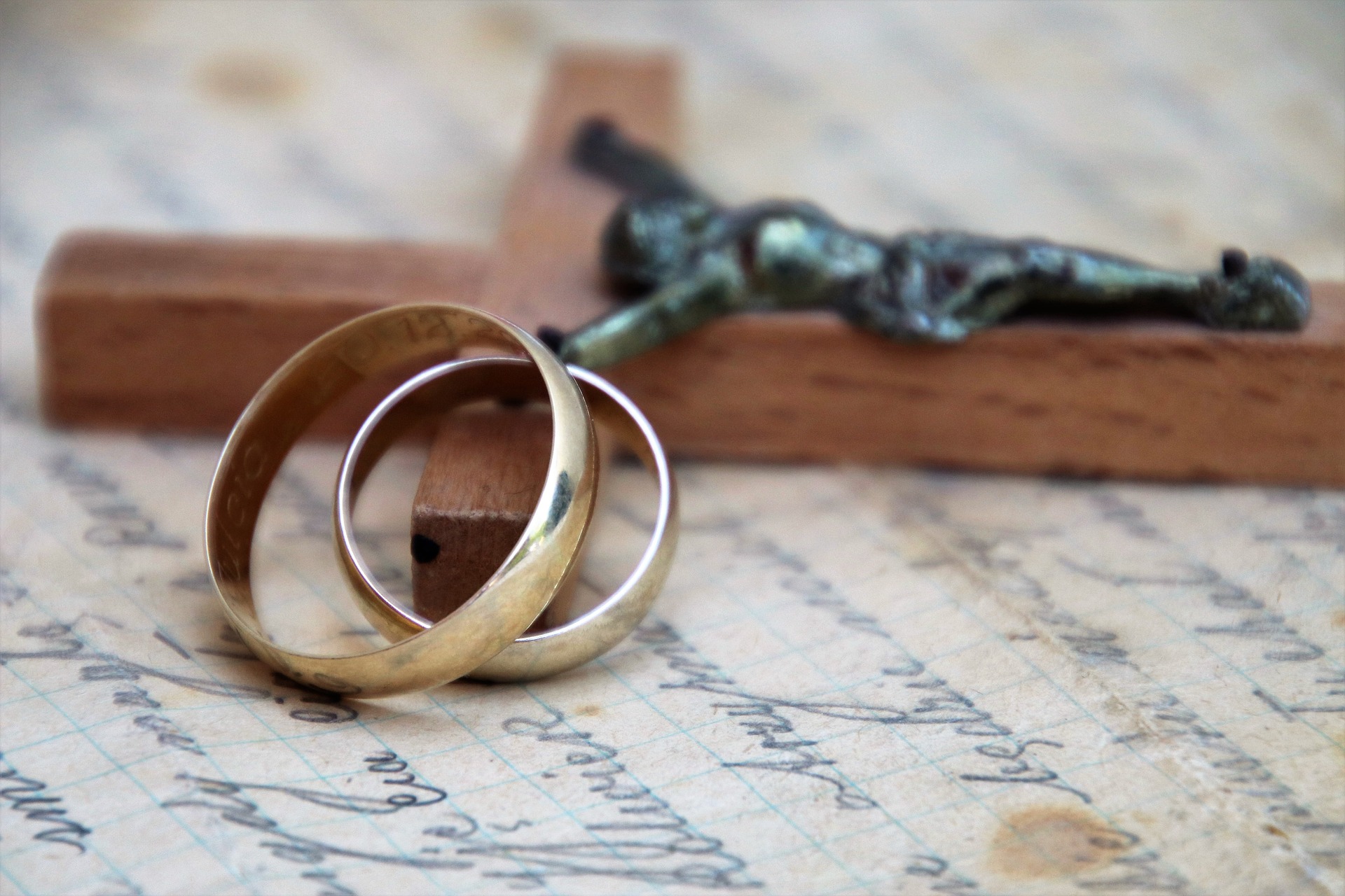 Wedding Rings and Cross