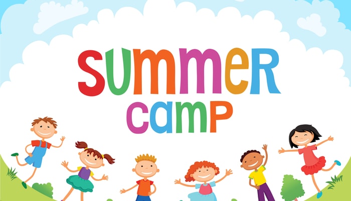 Summer camp clip art with children